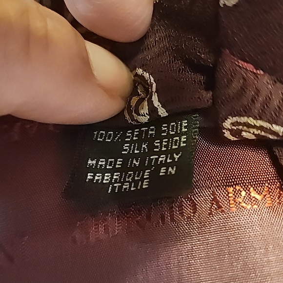 Giorgio Armani Cravatte 100% silk tie. Made in Italy. Burgundy & Yellow - Picture 7 of 7